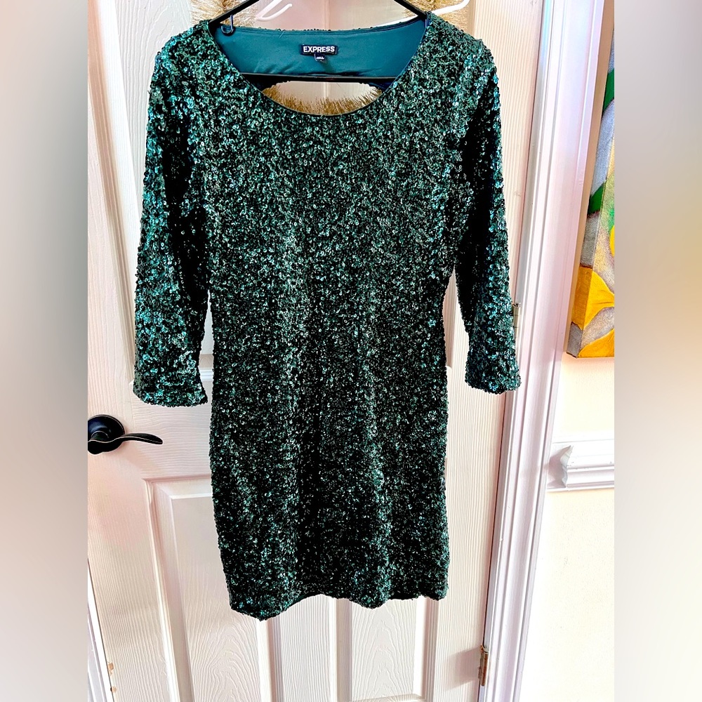 NWOT EXPRESS Green sequin dress size medium